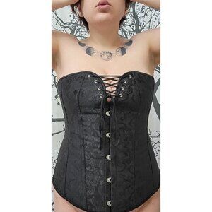 STEAMPUNK corset top steel boned underbust renaissance black satin cosplay NWT
